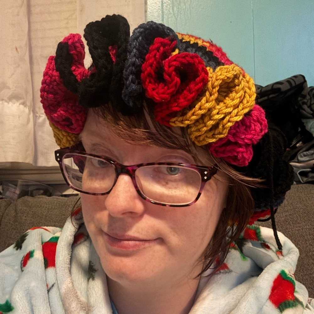 Multicolor Crochet ruffle hat